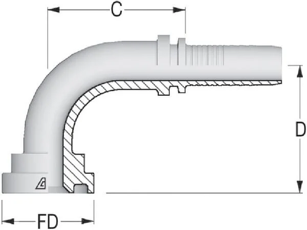 Alfagomma - PFL403290 - Saeule + Flansch DN40-Diameter 71,4 mm-90°