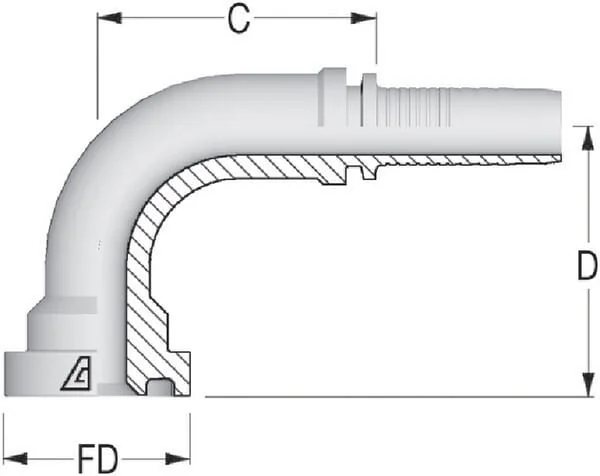 Alfagomma - PFS403290 - Saeule + Flansch DN40-Diameter 79,4 mm-90°