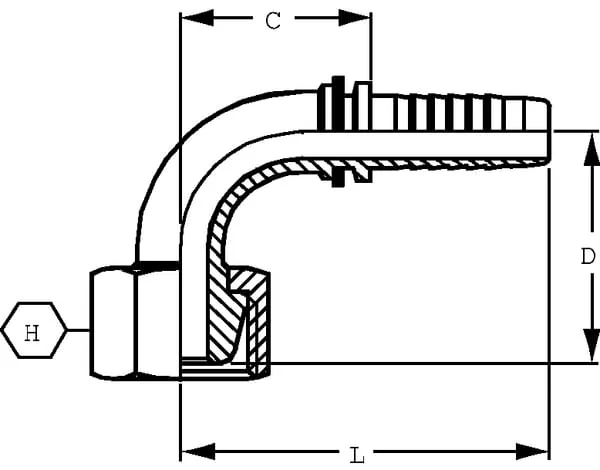 Alfagomma - PGF132090 - Fitting 90° DN13-M20x150