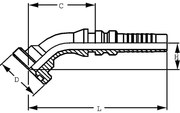 Alfagomma - SFLH322045G2 - Hydraulische Kupplung 4SH-DN32 mit Flansch Durchmesser 50,8 mm 45°