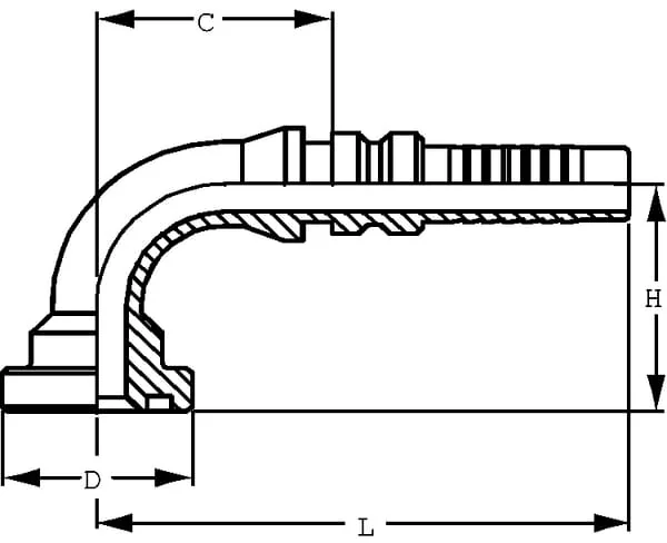Alfagomma - SFLH503290G2 - Hydraulische Kupplung 4SH-DN50 mit Flansch Durchmesser 71,4 mm 90°