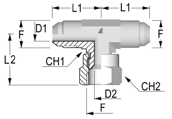 Alfagomma - TOU12 - T-Verbindungsstueck M/M/F 3/4 JIC