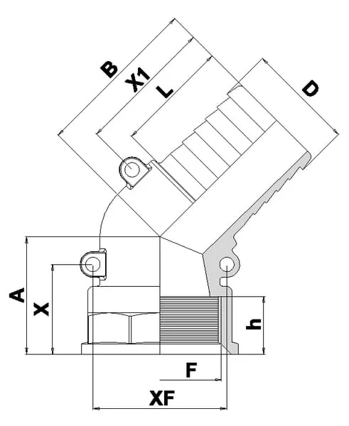 Arag - 111750 - Schlauchstutzen 45° 50mm x 2 Zoll IG