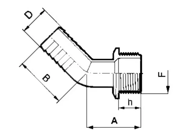 Arag - 114635 - Schlauchtuelle 45° 35mm x 1 1/2" M