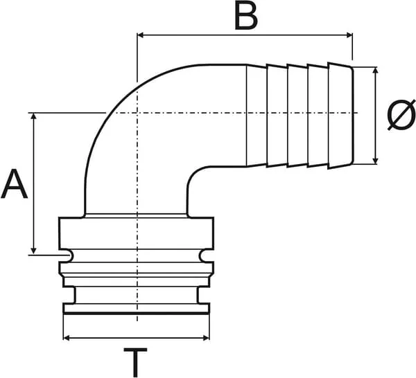 Arag - 1191632 - 90° Rohrverlaengerung 32 mm Mit Aussengewinde T6