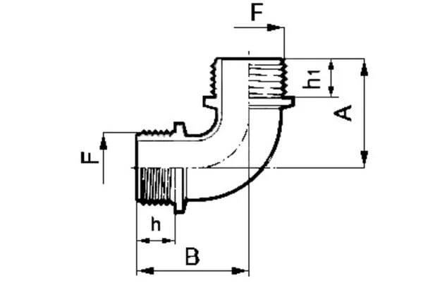 Arag - 123055 - 90° Bogen Außengewinde/Außengewinde 1 1/4"
