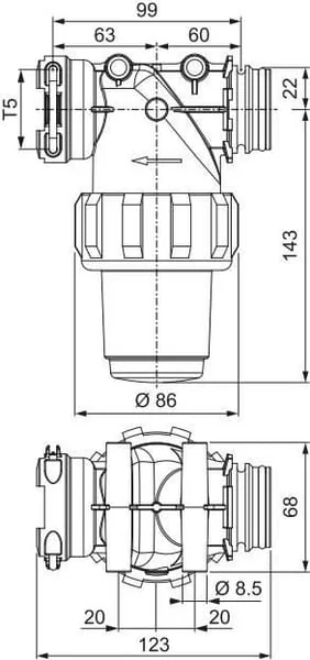 Arag - 32220M3 - Druckfilter T5 150 L/min 50 Mesh