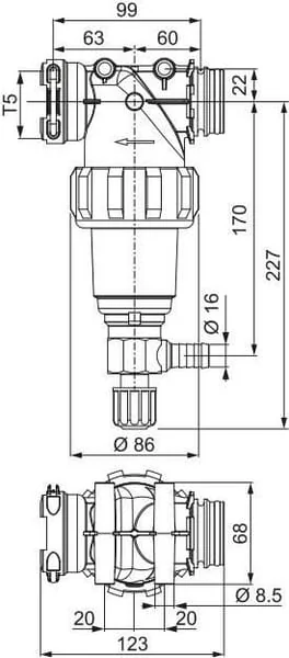 Arag - 32221M35 - Selbstreinigender Linearfilter 80 Mesh