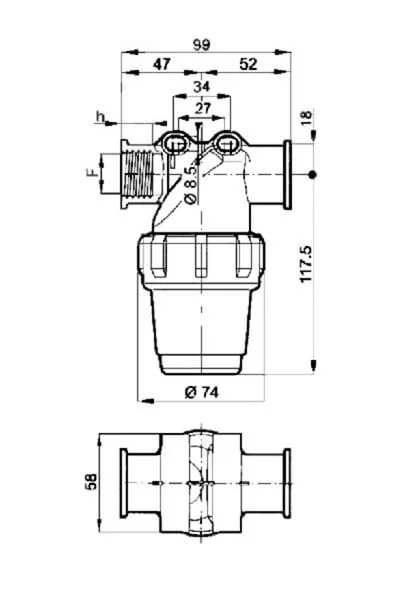 Arag - 32420335V - Leitungsfilter 3/4" Female 80 Mesh Viton
