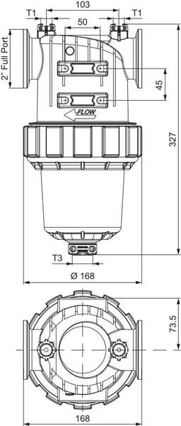 Arag - 33031735V - Druckfilter 2" Female 500 L/min 80 Mesh Viton, Auslass T3f
