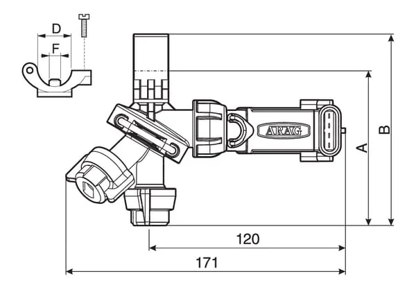 Arag - 4012T750 - Duesenhalter 3-Wege 3/4" Seletron