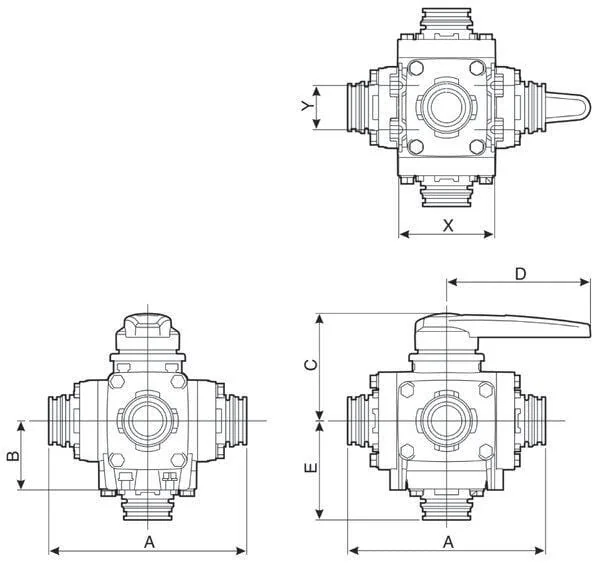 Arag - 453045S66 - Kugelhahn 4-Wege T6