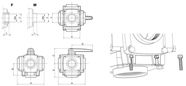 Arag - 453053A44 - Kugelhahn 1" F 5-Wege