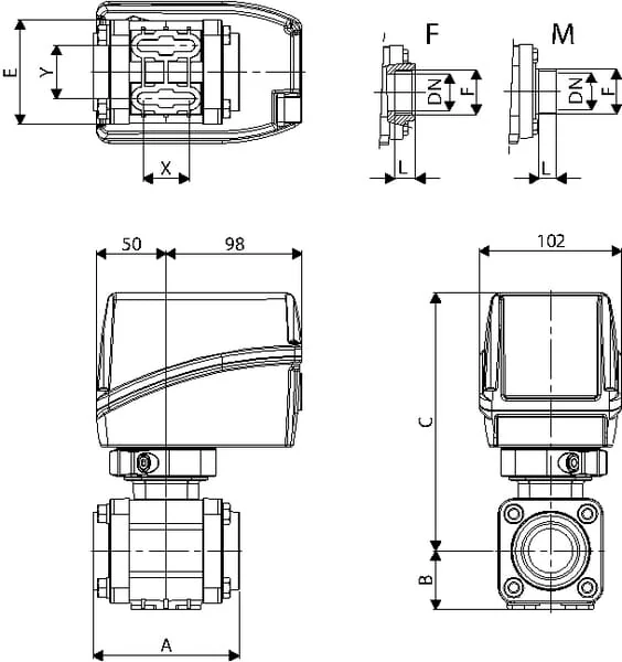 Arag - 853K07A88 - Elektrischer 2-Wege-Kugelhahn 2 1/2"