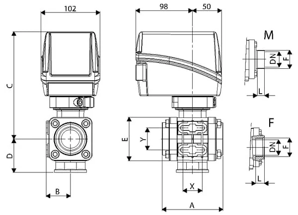 Arag - 853K26A77 - Elektrischer 3-Wege-Kugelhahn 2"