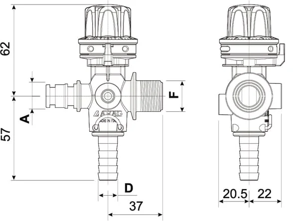 Arag - 9620222 - Druckregeler 1/2"X13mm Shurflo"