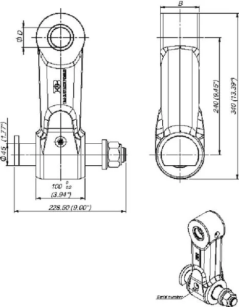 Baltrotors - BR345 - Verbindung BR3 100/45 Zapfen 45