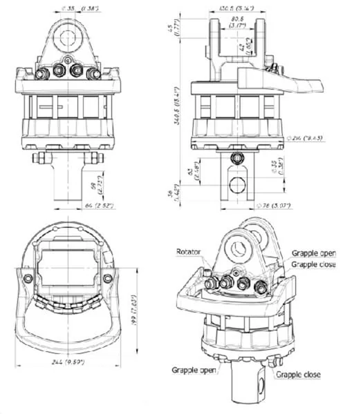 Baltrotors - GR1101DB - Rotator 100KN Welle 78mm Loch