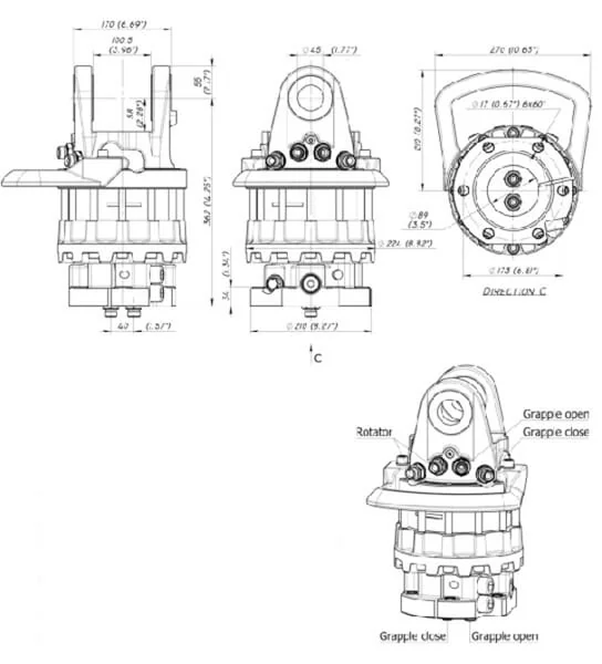 Baltrotors - GR12S - Rotator 120kN Flansch 6x17mm Rund