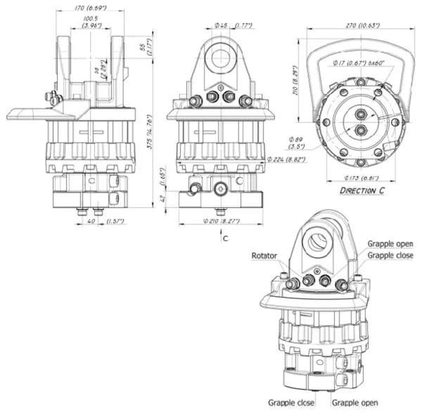 Baltrotors - GR16S - Rotator 160kN Flansch 6x17mm Rund