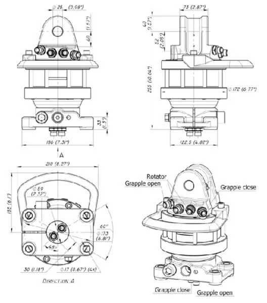 Baltrotors - GR463 - Rotator 45kN Flansch 4x17mm Rund