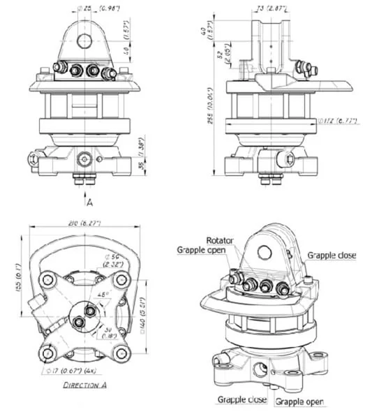 Baltrotors - GR465 - Rotator 45kN Flansch 4x17mm Quadratisch