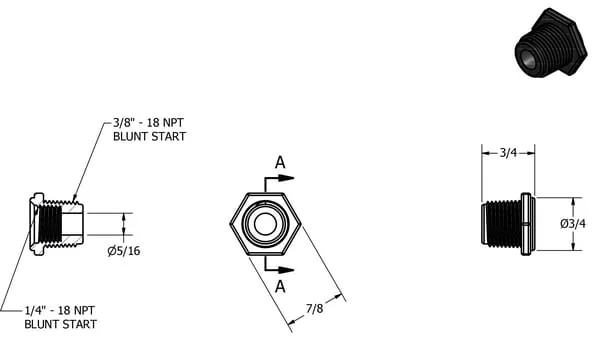 Banjo - RB038025 - Doppelnippel M/F 3/8" X 1/4"