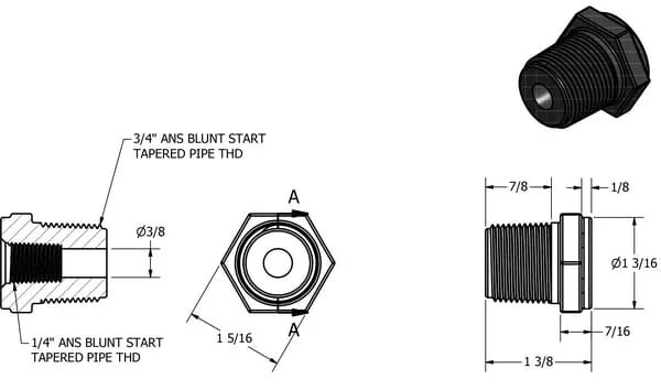 Banjo - RB075025 - Doppelnippel M/F 3/4" X 1/4"