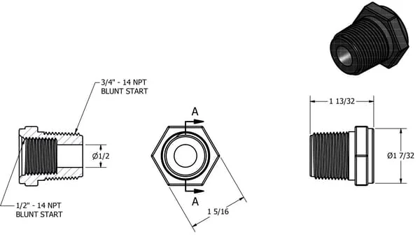 Banjo - RB075050 - Doppelnippel M/F 3/4" X 1/2"