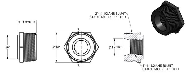 Banjo - RB200100 - 2" MPT X 1" FPT Reduzierstück