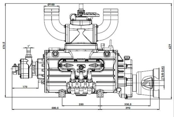 Battioni Pagani - KPSB490MA100 - Vakuumpumpe 540 U/Min 13520 L/Min Mit Automatischer Schmierung Und Ballast Battioni Pagani