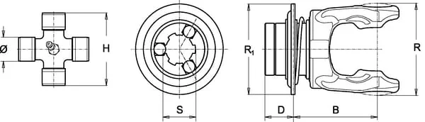 Bondioli Pavesi - 5050B0951 - Gabelkopf, Schnellkupplung, 25x21mm -6 Keil, 1/G1/S1 Bondioli Pavesi