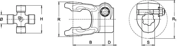 Bondioli Pavesi - 5090L0460 - Gabel, Spannbolzen, 1-3/4"-6 Keil, 7/G8/S8/H8 Bondioli Pavesi