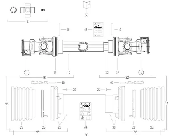 Bondioli Pavesi - CS2N086CE007007 - Zapfwelle S2 L: 860mm, Bondioli Pavesi