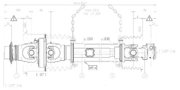 Bondioli Pavesi - CS2R121CEWR7007 - Weitwinkel-Zapfwelle S2 L: 1210mm, Bondioli Pavesi