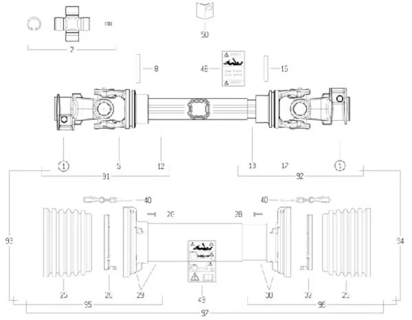 Bondioli Pavesi - CS4N086CE007007 - PTO-Welle S4 L: 860mm, Bondioli Pavesi