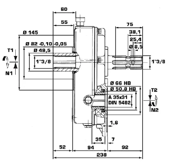 Borelli - GBF30ST825 - Getriebe 30-ST-8-2,5 (M-F/GR3)