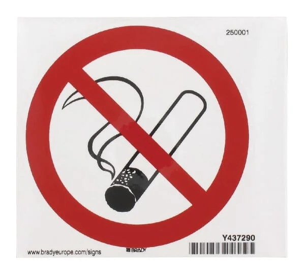 Brady - WB250001L - Aufkleber Verbotszeichen Rauchen Verboten Diameter 100mm Brady