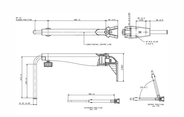 Britax - 7260003A - Teleskop-Spiegelhalterung, Links