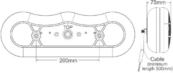 Britax - L14215L12V - Rückleuchte Links LED, Rechteckig, 12V, Gelb/Rot, Aufschraubbar, 424x75mm
