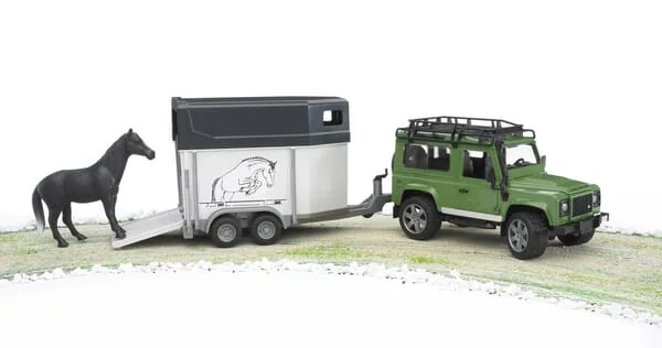 Bruder - U02592 - Land Rover Defender Fahrzeug Mit Pferdebox