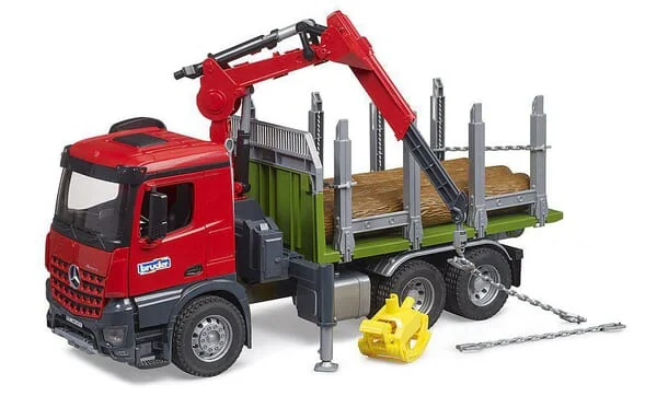 Bruder - U03669 - Mb Arocs Holztransporter Mit Ladekran, Greifer, 3 Baumstaemme