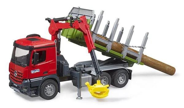 Bruder - U03669 - Mb Arocs Holztransporter Mit Ladekran, Greifer, 3 Baumstaemme