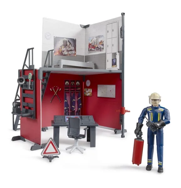 Bruder - U62702 - Bworld Feuerwehrhaus Mit Feuerwehrmann
