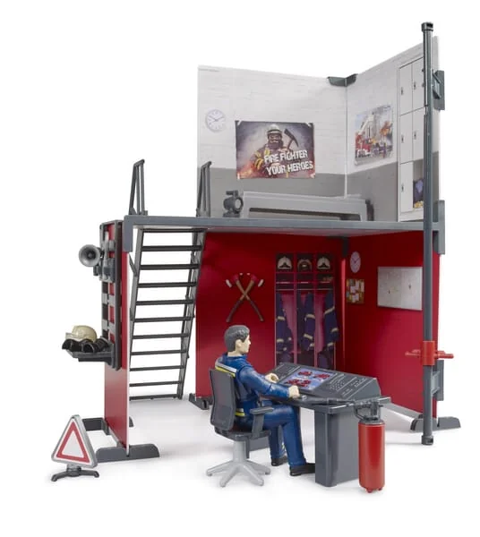 Bruder - U62702 - Bworld Feuerwehrhaus Mit Feuerwehrmann