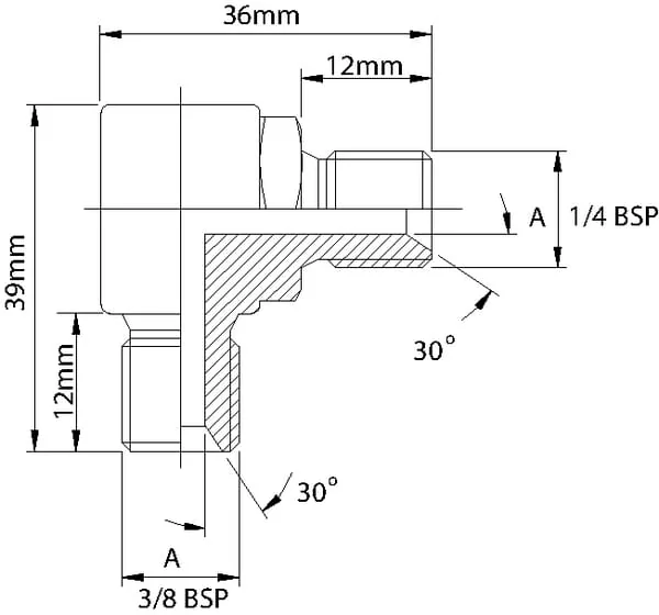 Burnett & Hillman - MM900406K - Kompaktknie M/M 1/4x3/8 BSP