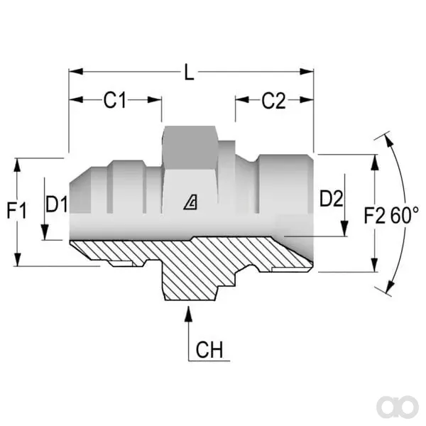 Burnett & Hillman - RIB1212 - Männlicher Stutzen 3/4 JIC x 3/4 BSP