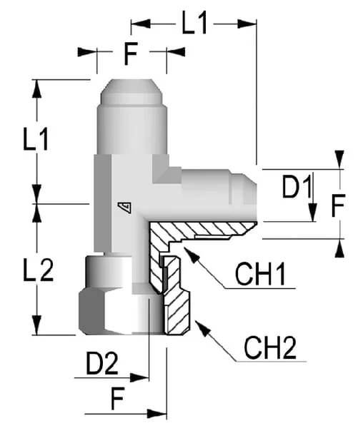Burnett & Hillman - TJ14MFMBH - L-Verbinder Maennlich/Weiblich/Maennlich 7/8 JIC