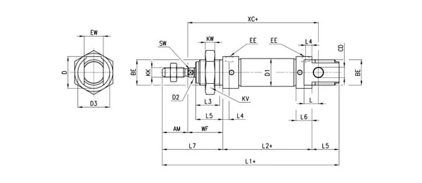 Camozzi - 25N2A25A200 - Zylinder