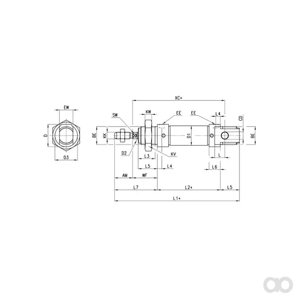 Camozzi - 25N2A25A500 - Minizylinder